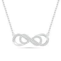 DGOLD Sterling Silver round Diamond Infinity Necklace (0.10 Cttw)