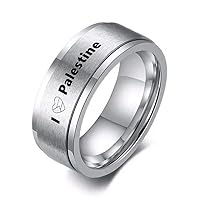 Palestine Solidarity Symbol Ring Stainless Steel Palestinian Flag Spinner Ring Free Palestine Jewelry, Size 7-12