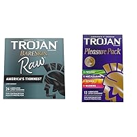 TROJAN BareSkin Raw Thin Condoms 24 Count and TROJAN Pleasure Variety Pack Condoms 12 Count