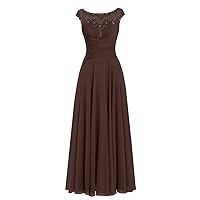 AnnaBride Mother ofThe Bride Dress Beaded Chiffon Formal Wedding Party Gown Prom Dresses Coffee US 12