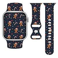 Christmas Watch Band Compatible With Apple Watch 38mm 40mm 41mm 42mm 44mm 45mm, Xmas Iwatch Band Silicone Strap For Women Men