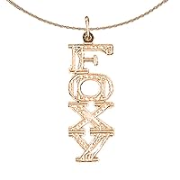 Saying Necklace | 14K Rose Gold Foxy Saying Pendant with 18