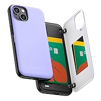 GOOSPERY Magnetic Door Bumper Compatible with iPhone 14 Case, Card Holder Wallet Easy Magnet Auto Closing Protective Dual Layer Sturdy Phone Back Cover - Lilac Purple