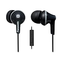 ErgoFit Wired Earbuds, In-Ear Headphones with Microphone and Call Controller, Ergonomic Custom-Fit Earpieces (S/M/L), 3.5mm Jack for Phones and Laptops - RP-TCM125-K (Black)