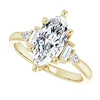 925 Silver, 10K/14K/18K Solid Gold Moissanite Engagement Ring, 1.5 CT Marquise Cut Handmade Solitaire Ring, Diamond Wedding Ring for Women/Her Anniversary Propose Ring, VVS1 Colorless