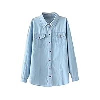 Spring Summer Women Denim Shirt Top Long Sleeve Jeans Blouses Female Single-Breasted Casual Tops