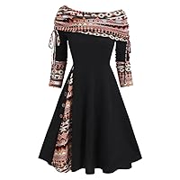 Cinched Striped Dress Foldover Off The Shoulder Knitted Dresses Women Long Sleeve for