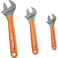 Klein Tools D5073 Adjustable Wrench Set, Extra Capacity, 6-Inch, 8-Inch, 10-Inch, Forged Heat Treated Alloy Steel, Metric and SAE, 3-Piece