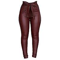 Sexy Women PU Leather Pants Leggings Ladies Skinny Gothic Punk Pant Trousers Look Bow Pencil Skinny Trousers