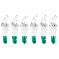 (Pack of 6) Measured Liquor Pourers, 0.75.oz, No Collar Clear Spout Bottle Pourer with Green Tail