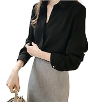 Office Lady Basic Chiffon Blouses Solid Color Oversize Women Shirt Thin Long Sleeve Spring Autumn