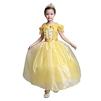 Dressy Daisy Toddler Girls' Princess Costumes Fancy Dress Up with Accessories Halloween Birthday Party Outfit Yellow
