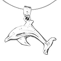 Silver Dolphin Necklace | Rhodium-plated 925 Silver Dolphin Pendant with 18