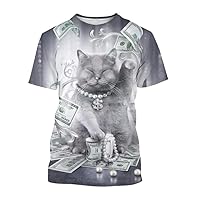 Unisex Funny Cat 3D Print T-Shirt New Leisure Fashion Creative Cat Crew Neck Short Sleeve Top Boys T-Shirt