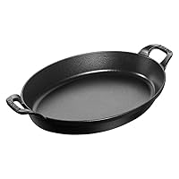 staub Dish 40509-342 Oval Stackable Dish, Black, 12.6 inches (32 cm), Enamel, Iron