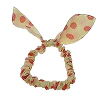 5pcs Cute Girls Hair Tie Bands Rabbit Ear Hair Tie Bands Ropes Ponytail Holder (beige red dot)