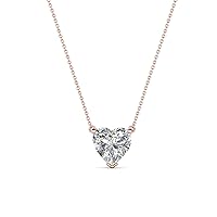 IGI Certified Lab Grown Diamond Heart Shape 0.85 ct Solitaire Pendant Necklace in 14K Gold with 16 Inches Chain.