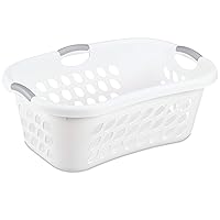 Sterilite 1.25 Bushel Ultra HipHold Laundry Basket, Plastic with Comfort Handles and Hip Hugging Curve for Easy Carrying of Clothes, White, 6-Pack