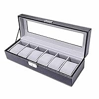 6 Grids Watch Box PU Leather Gray or Beige Inner Watch Case Boxes Storage Holder Organizer Jewelry Boxes Display Gift (Color : E)