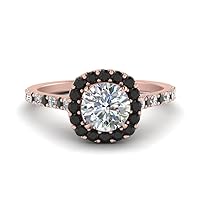 Choose Your Gemstone Round Diamond CZ Square Halo Ring Rose Gold Plated Round Shape Petite Engagement Rings Affordable for Your Girlfriend, Wife, Partner Wedding US Size 4 to 12