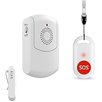 Caregiver Pager Wireless Call Button System Personal Alert Panic Button for Home Elderly Nurses Calling System with Pager and Emergency Button (1Receiver+1Button)