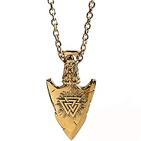 Titanium Stainless Steel Arrowhead Pendant Necklace Engraved Vegvisir Valknut Thor Nordic Viking Jewelry for Men Women