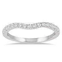 SZUL 1/4 Carat TW Curved Diamond Wedding Band in 14K White Gold