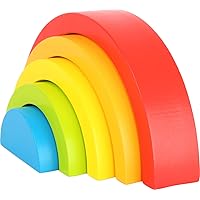 Wooden Rainbow Building Blocks (Small) by Small Foot – Babies Learn Hand-Eye Coordination, Patterns & Colors While Developing Fine Motor Skills – Classic Educational Game for Toddlers – Age 12+ months