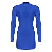 Women's Sexy Oil Glossy Shiny Semi Sheer Micro Mini Dress Bodycon Sexy Tight T-Shirt Pencil Dress Royal_Blue A X-Large