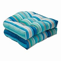 Pillow Perfect Stripe Indoor/Outdoor Chair Seat Cushion, Tufted, Weather, and Fade Resistant, 19