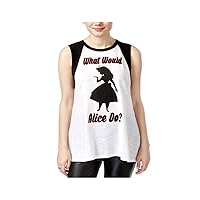 Disney Womens What Would Alice Do? Muscle Tank Top, White, Small