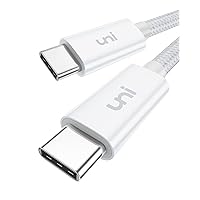 uni USB C to USB C Cable 10ft, Long USB C Cable 100W Fast Charging Nylon Braided Type C Cord (5A 20V) Compatible with MacBook Pro 2022, iPad Pro 2022, iPad Air 5, Samsung Galaxy S23/S22 Ultra - White