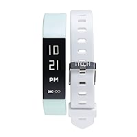Itech Sport Activity Tracker Pedometer Hear Rate Monitor Sleep Monitor Calorie Counter for Women and Men up to 7 Day Battery with Interchnageable Strap (Mint/White) (ITS7547R25D)