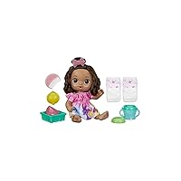 Baby Alive Fruity Sips Doll, Lemon, Toys for 3 Year Old Girls, 12-inch Baby Doll Set, Drinks & Wets, Pretend Juicer, Kids 3 and Up, Brown Hair