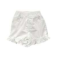 Toddler Girls' Solid Color Ruffle Hem Denim Shorts Skirt with Pockets Summer Sundress Outfits Little Girls Girl