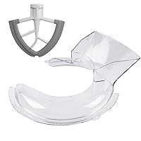 Pouring Shield for KitchenAid 4.5 and 5 Quart Tilt-Head Stand Mixers Stainless Steel Bowls ONLY, Secure Fit Splatter Guard, and Flex Edge Beater for KitchenAid 4.5-5Qt Tilt-Head Stand Mixers