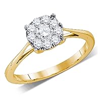 The Diamond Deal 14kt Yellow Gold Womens Round Diamond Flower Cluster Ring 1/4 Cttw