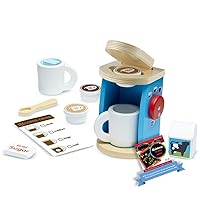 Melissa & Doug Wooden Brew & Serve Coffee Set: Pretend Play Food Set Bundle with 1 Theme Compatible M&D Scratch Fun Mini-Pad (09842)