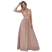 TLULY Dress for Women Halter Backless Zipper Back Metallic Cami Dress (Color : Dusty Pink, Size : X-Large)