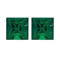 0.25-0.32 Cts of 3x3 mm AAA Square Lab Created Emerald (2 pcs) Loose Gemstones
