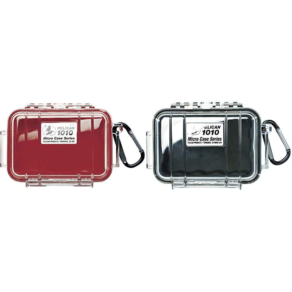 Pelican 1010 Micro Case (Red/Clear) (1010-028-100) & 1010 Micro Case (Black/Clear)