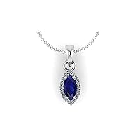 925 Sterling Silver, Royal Marquise Design Pendant Necklace for Women | Natural Gemstones | Valentine's Gift