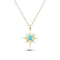 North Star Pendant, 14K Real Gold Opal North Star Necklace, Handmade Gold Celestial Pendant, Celestial Jewelry, Star Necklace