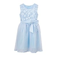 Girls Light Blue Tutu Dress Embroidery Textural Florals Party Dress (4-5)