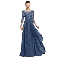 Elegant A-Line Mother of The Bride Chiffon Appliques Long Party Dresses Woman for Weddings Pleat Evening Dress