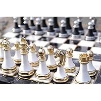 Premium Chess Set XL Weighed Chess Pieces Hand Carved Chess Game with Metal Chessmen and Wooden Chess Board 16