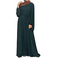 Women Dress Women's Muslim Long Sleeve Button Down Abaya Casual Dress Dubai Outfits