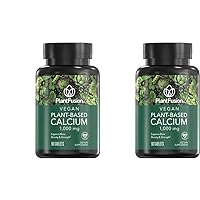 PlantFusion Vegan Calcium, Premium Plant Based Calcium (1000mg) Sourced from Icelandic Red Algae, Plus Magnesium, D3, K2, and Boron, 90 Vegan Tablets (Pack of 2)