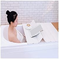 White Bathtub Tray Multi-Function Bath Lid Bathtub Insulation Cover Shutter Thicker Storage Stand PVC Folding Place Toiletries Can Put Mobile Phone Tablet Computer