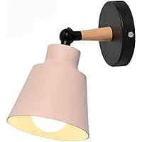 Modern Indoor Wall Lamp, Vertical Adjustable Plug in Wall Light, Wall Sconce with Metal Shade, Farmhouse Light Fixture for Bedroom, Living Room, Bedside, Reading, Hallway, Dining Room (Color : Pink)
